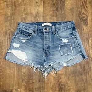 Abercrombie & Fitch High Rise Denim Patchwork Shorts Sz 6 Festival Short